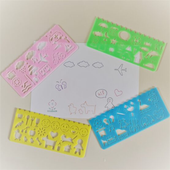 12x Stencil Shapes Drawing Template Ruler - Image 2