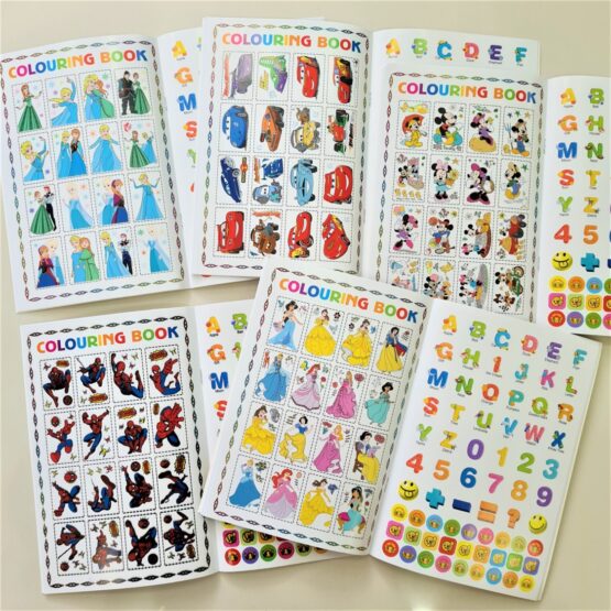 6x A5 Cartoon Stickers Colouring book - Image 2